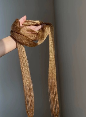 欧美波西米亚风金色流苏围巾项链女秋冬保暖气质长款围脖配饰