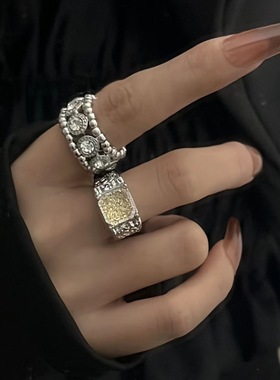 女金属复古几何不规则戒指指环