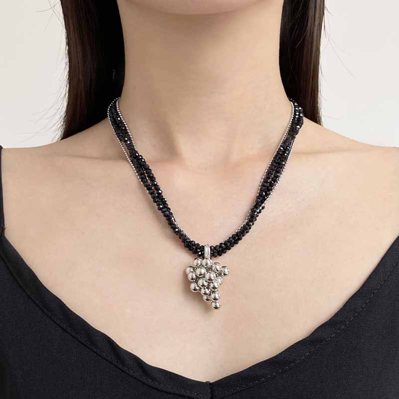 金属球葡萄串吊坠项链轻奢颈链女