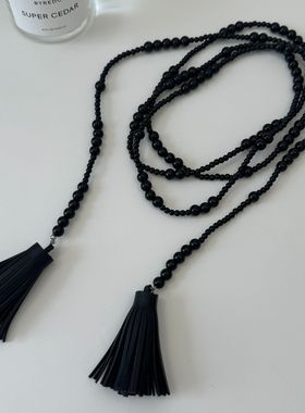 金属串珠女长款叠戴流苏项链