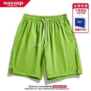 WASSUP直筒短裤男夏季2024薄款潮牌美式百搭冰丝速干休闲五分裤子