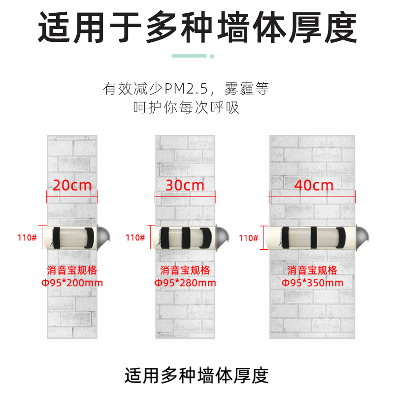 埃默德壁挂式穿墙家用新风系统空气消音宝换气机PM2.5过滤除甲醛