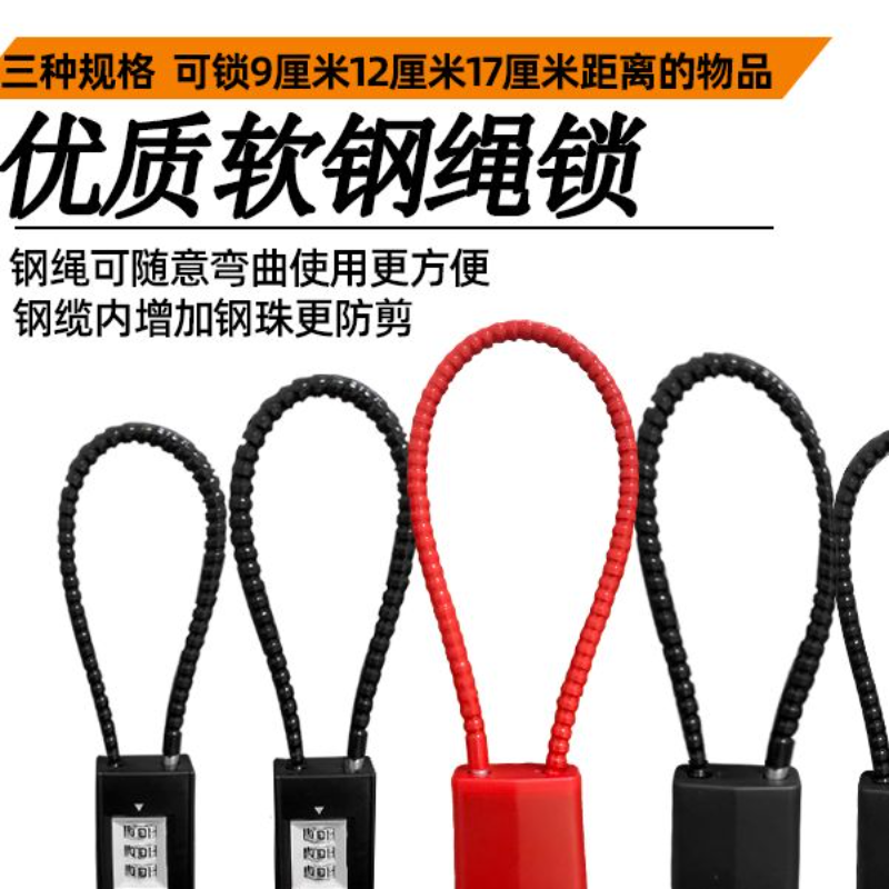 钢丝绳挂锁密码头盔锁钥匙锁柜门锁链条小号锁具