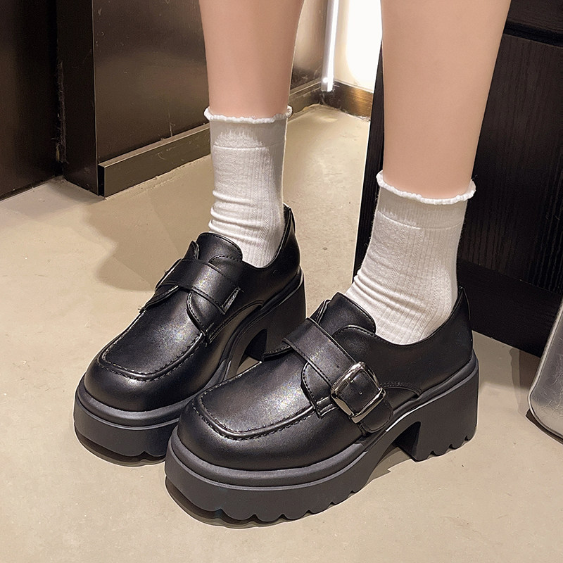 爆款复古英伦风乐福鞋女2026新款春季厚底增高黑色小皮鞋百搭单鞋,女鞋,深口单鞋,淘宝优惠券,粉丝福利购,淘宝优惠卷