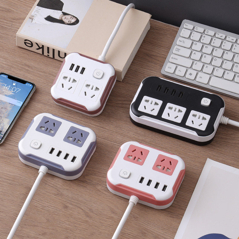 와이어 드래그 스트립이 있는 USB 전원 스트립 멀티 소켓이 있는 다기능 가정용 전원 스트립 소켓 패널 다공성