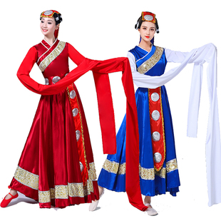 藏族舞蹈服装 心声少数民族服饰表演服西藏广场舞藏袍 演出服女水袖