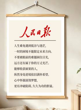 人民日报励志标语木框装饰画
