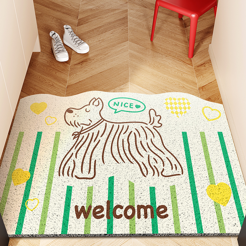 卡通小狗入户地垫家用厚实耐磨玄关防滑脚垫刮泥蹭土丝圈耐脏软垫
