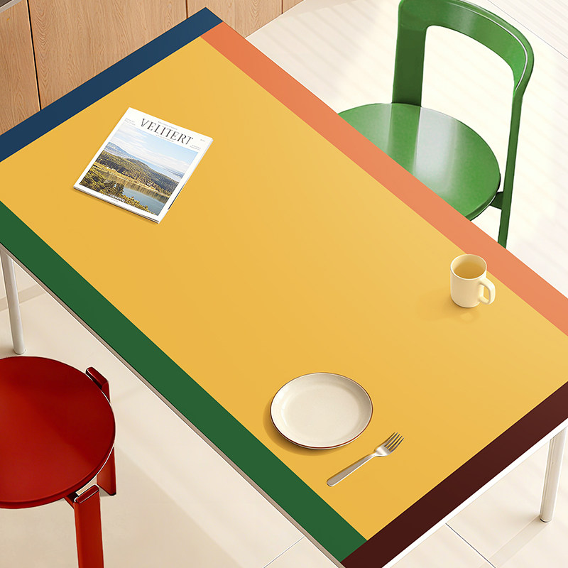 ins风餐桌垫防油防水新款桌布撞色高级感隔热垫pvc防烫易打理垫子,居家布艺,桌布,淘宝优惠券,粉丝福利购,淘宝优惠卷