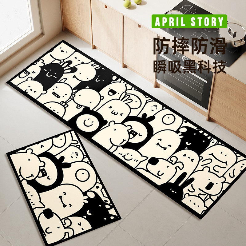 卡通厨房地垫家用可擦免洗脚踏垫硅藻泥长条防油吸水家用门口地毯,居家布艺,厨房地垫,淘宝优惠券,粉丝福利购,淘宝优惠卷