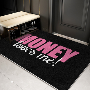 趣味招财文字入户丝圈地垫家用进门新款可裁剪耐脏防滑蹭土脚踏垫