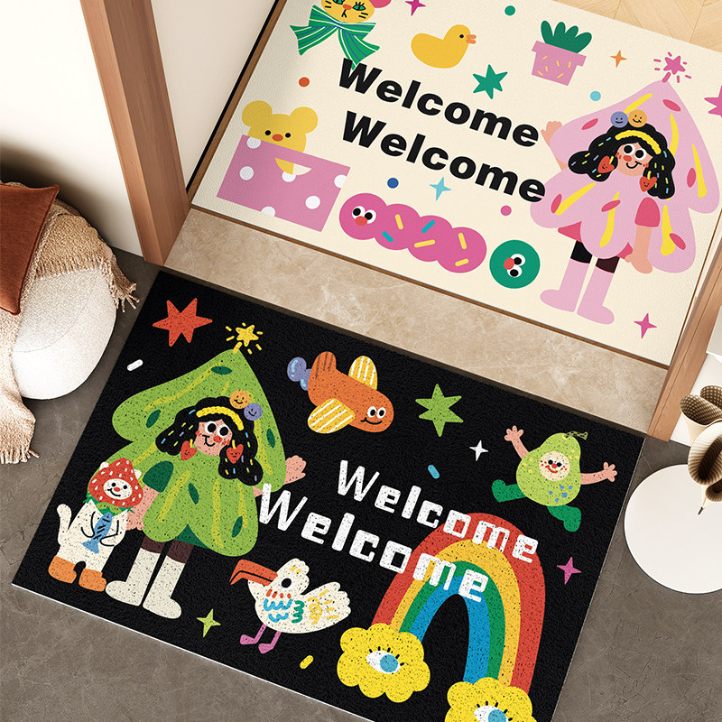 卡通潮玩入户门地垫丝圈耐脏防滑门垫进门除尘可擦免洗皮革脚垫子,居家布艺,入户地垫,淘宝优惠券,粉丝福利购,淘宝优惠卷