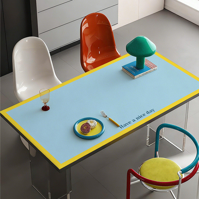 蓝色简约餐桌垫防油防水pvc台面桌布2025新款防烫免打理茶几垫子,居家布艺,桌布,淘宝优惠券,粉丝福利购,淘宝优惠卷