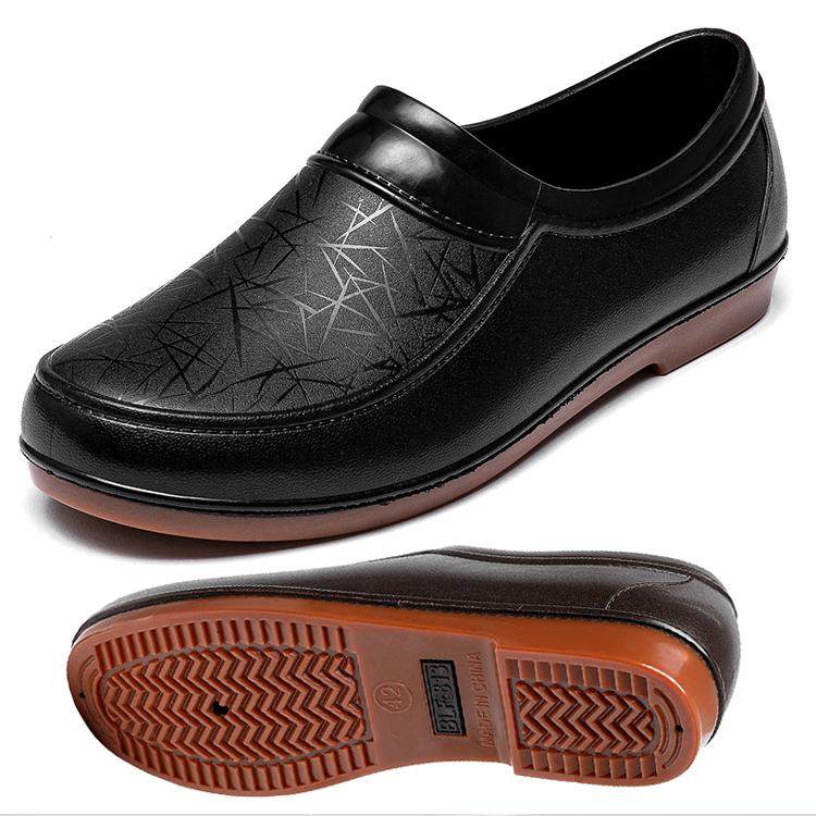 防水鞋男款工作鞋厨房防滑短筒劳保鞋男橡胶雨鞋牛筋底厚耐磨工地