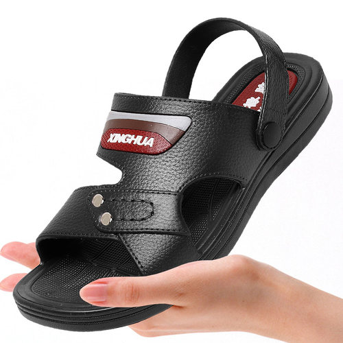 凉鞋男夏季越南橡胶露趾厚底防滑