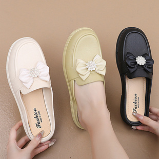 包头半拖女外穿新款防水拖鞋软底雨胶鞋防滑工作上班懒人鞋蝴蝶结