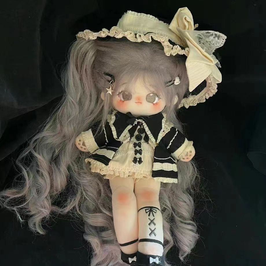棉花娃娃正版头发长长腿狼妹32cm