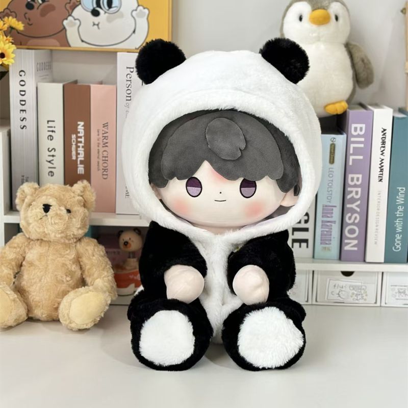 熊猫豆仔正品40cm娃衣坐姿款棉花娃娃衣服无属性连体衣超萌玩偶服