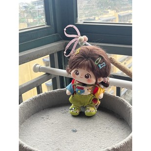 棉花娃娃20cm衣服可爱娃衣连体睡衣可爱玩偶10 T恤 15厘米背带裤