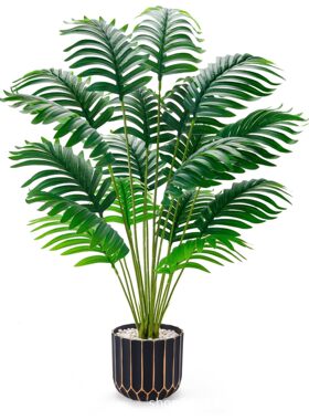 跨境仿真绿植 散尾葵假花北欧仿生植物造景家居盆栽客厅装饰摆件