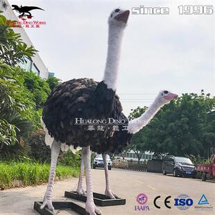 仿真动物工艺品鸵鸟纯手工粘毛高度还原动物园博物馆参观美陈