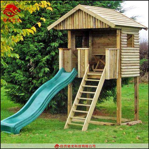 四川儿童木艺游乐防腐木无动力乐园攀爬滑梯游玩公园木质工艺装置