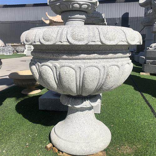 大型石雕芝麻白花钵花石花盆摆件户外庭院别墅家用欧式厂家定制