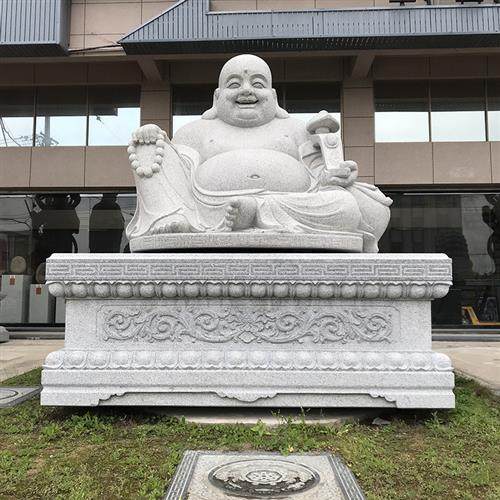 厂家石雕人物雕像寺庙公园石佛像雕塑摆件汉白玉弥勒佛像