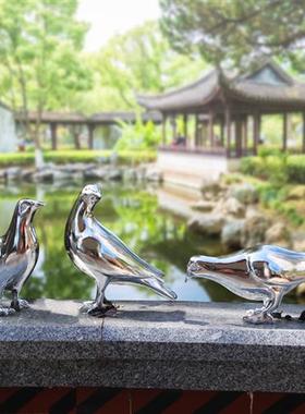 仿真鸽子摆件动物雕塑仿不锈钢铜小鸟燕子户外庭院花园室内装饰品