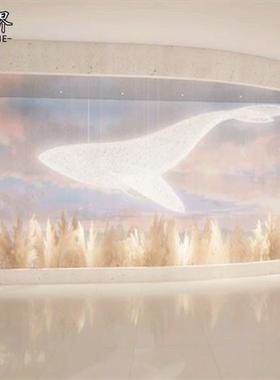 定做大型海洋仿真动物落地摆件不锈钢镂空鲸鱼雕塑抽象室外艺术品