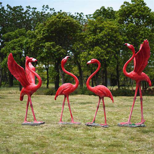 户外仿真火烈鸟摆件玻璃钢园林景观雕塑婚庆道具庭院商场美陈装饰