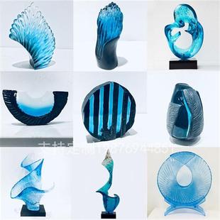 透明树脂摆件玻璃钢铂晶雕塑酒店玄关创意艺术会展人物水晶胶装 饰