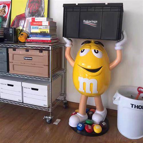 卡通红橙黄豆人玻璃钢雕塑豆公仔模型网红客厅装饰落地大摆件