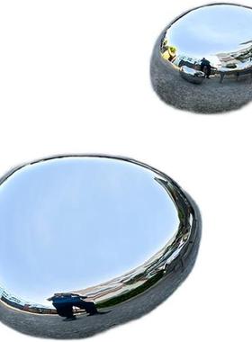 金属镜面不锈钢水滴鹅卵石头雕塑摆件圆形高坐椅子室内外简约装饰