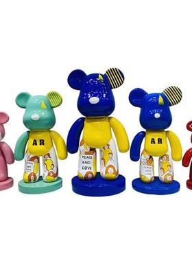 暴力熊大摆件积木熊公仔大型落地摆件客厅装饰玻璃钢雕塑定制