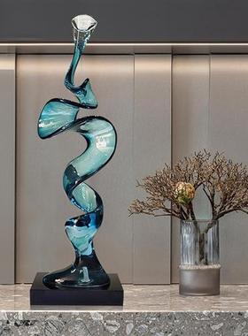 别墅家居客厅玄关入户酒柜格子透明树脂抽象摆件雕塑装饰乔迁送礼