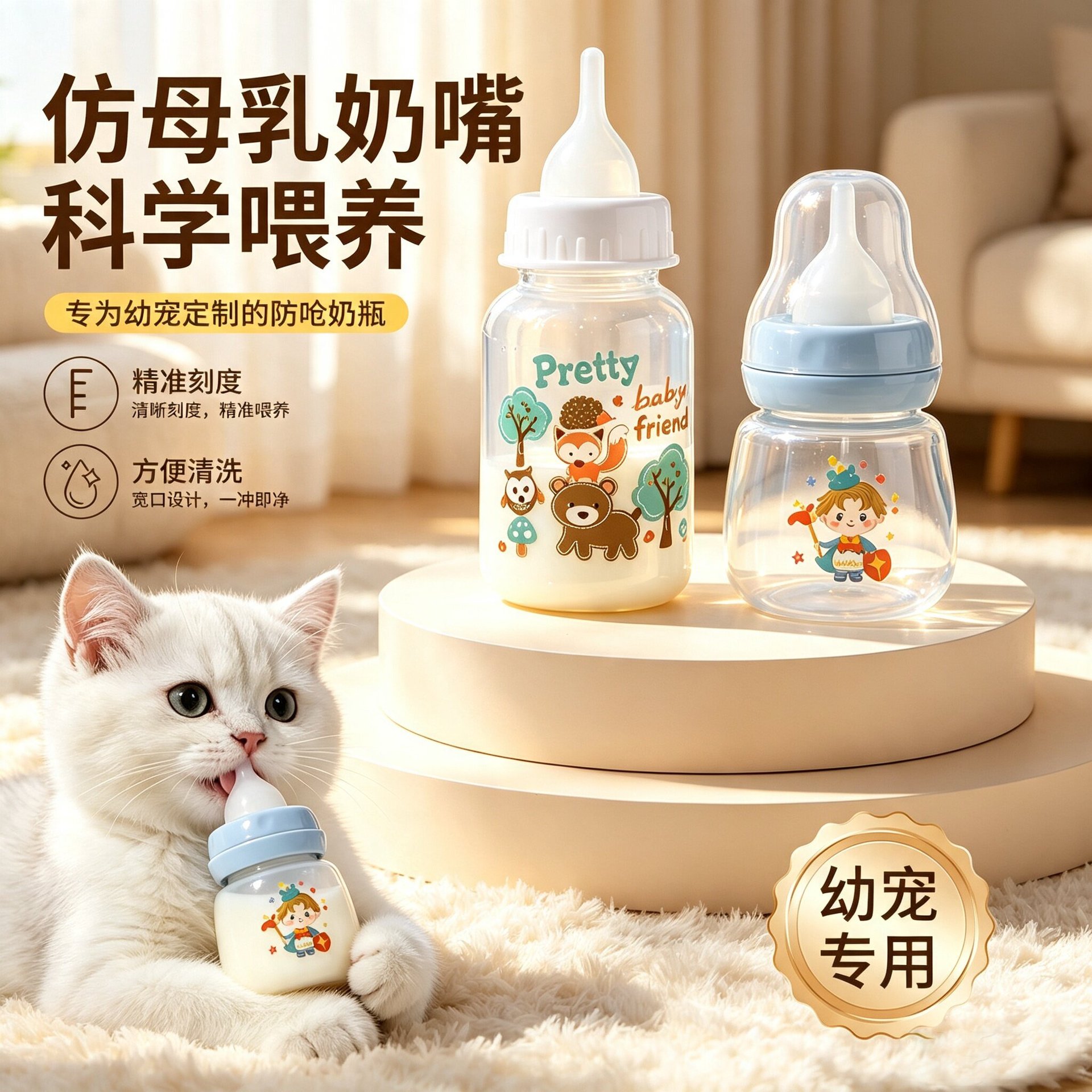 奶瓶幼猫新生宠物幼犬瓶小奶猫专