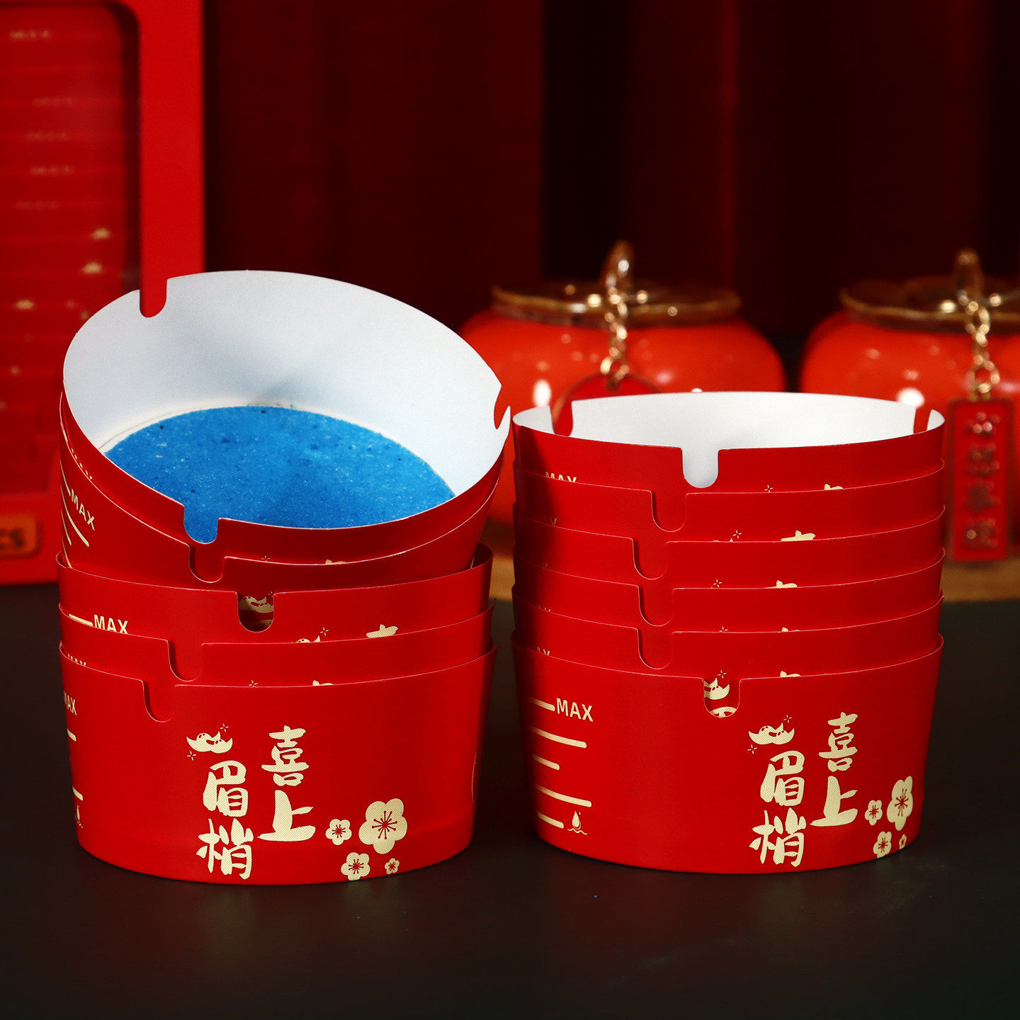 结婚一次性烟灰缸红色自带灭烟沙