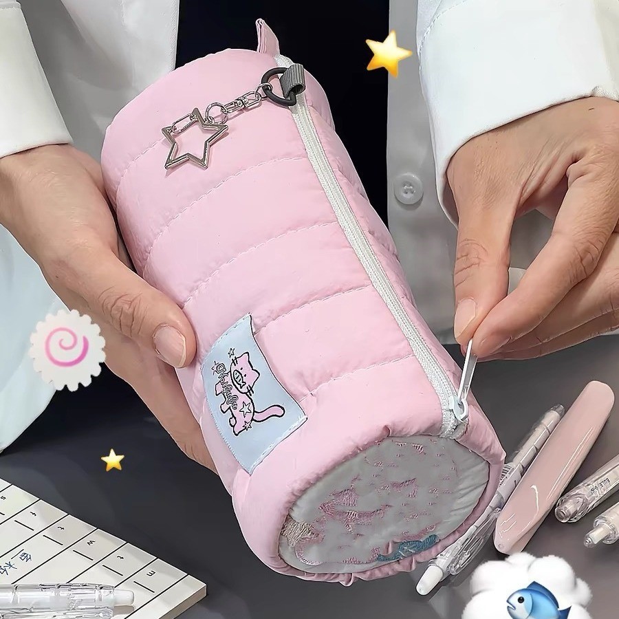 日系鱼板面粉猫猫笔袋高颜值可爱图片