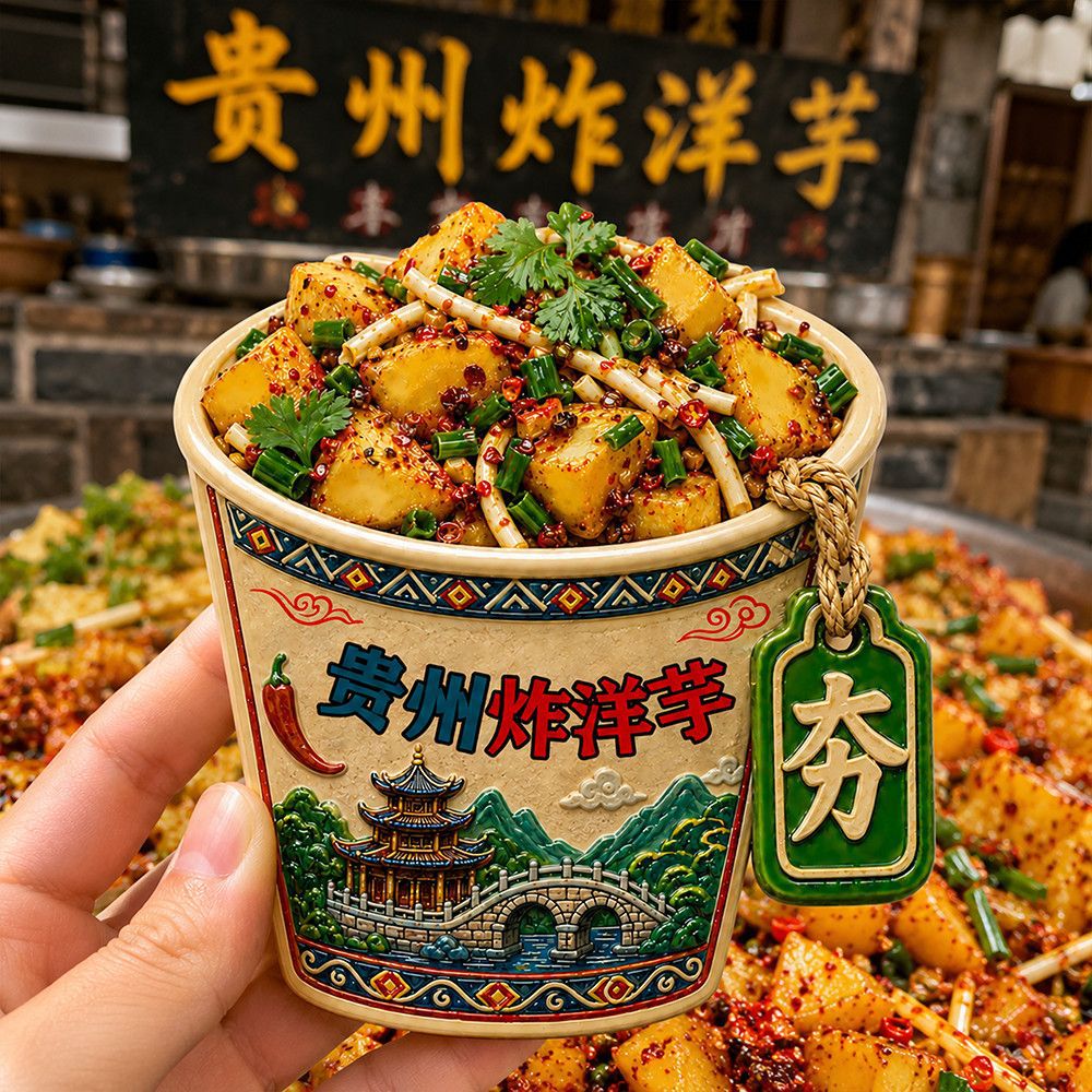 创意贵州炸洋芋冰箱贴立体浮雕地