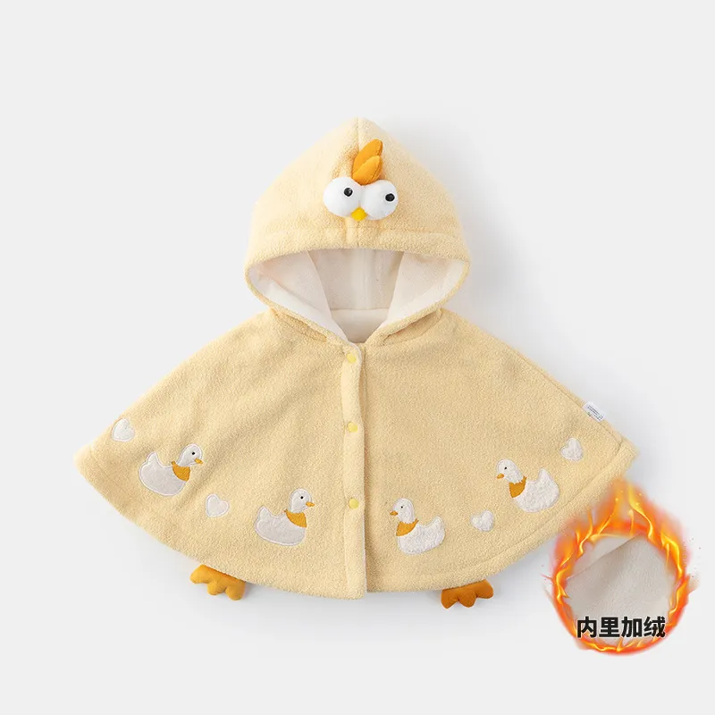 new idea宝宝秋冬外出防风保暖连帽披风斗篷婴儿外穿外套儿童风衣