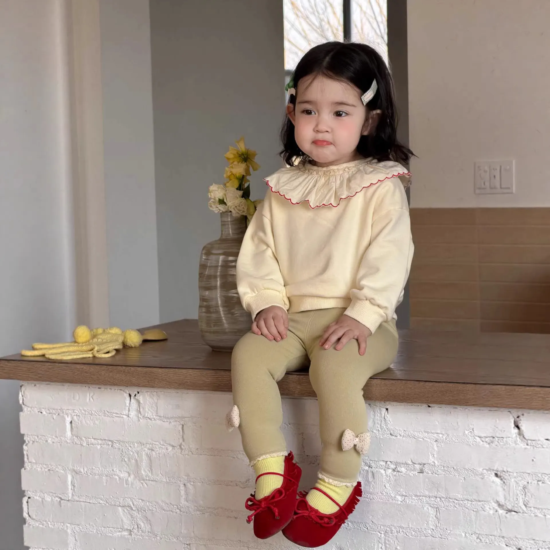 [那子]女童春秋娃娃衫外套卫衣纯棉t恤外穿女宝宝休闲裤洋气套装