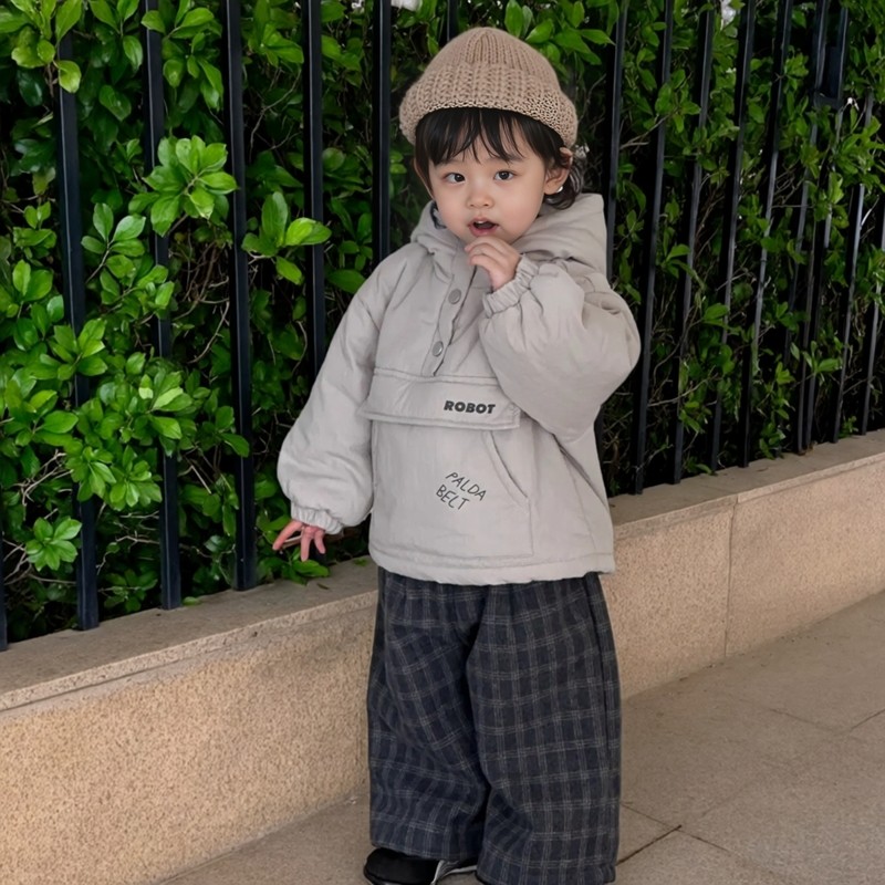 [那子]男童冬季加厚棉衣外套宝宝加绒打底裤半高领打底衫外出套装