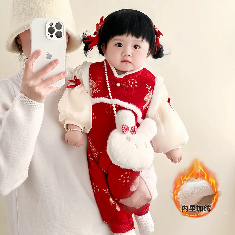 new idea婴儿冬季加绒加厚中国风连体衣春节拜年服女宝宝爬服外套,童装/婴儿装/亲子装,连身衣/爬服/哈衣,淘宝优惠券,粉丝福利购,淘宝优惠卷