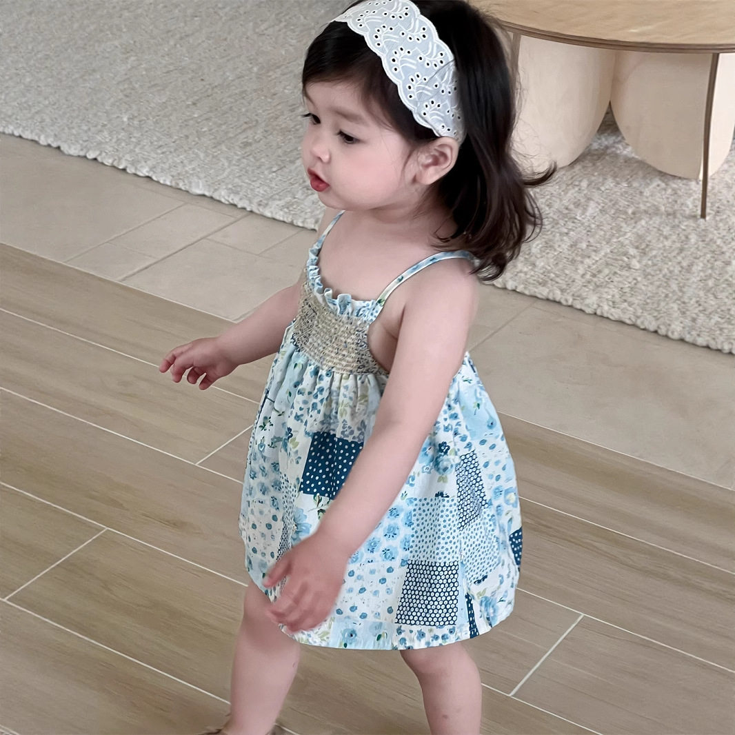 【那子】婴儿女童宝夏季洋气超好看吊带背心裙上衣小公主裙连衣裙