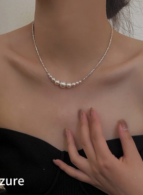 2024新款简约项链女时尚百搭饰品碎银珍珠项链女轻奢小众高级感