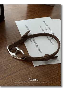 韩国小众设计感复古做旧牛皮手链女简约个性百搭情侣款手环