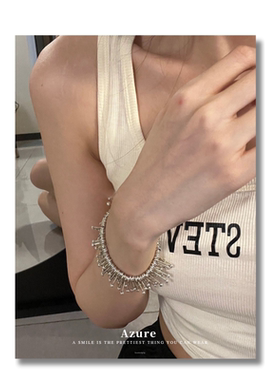 新款共生植物不规则手链手工镀锌银中性设计款海藻手环手镯男女款