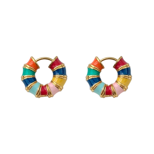 奥米迪奥珐琅彩色白百何同款耳环高级感新款潮女复古欧美时尚耳饰
