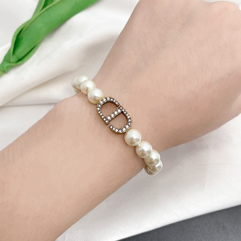 奥米迪奥镶钻珍珠手链大小渐变手镯高级感手饰百搭时尚精致新款